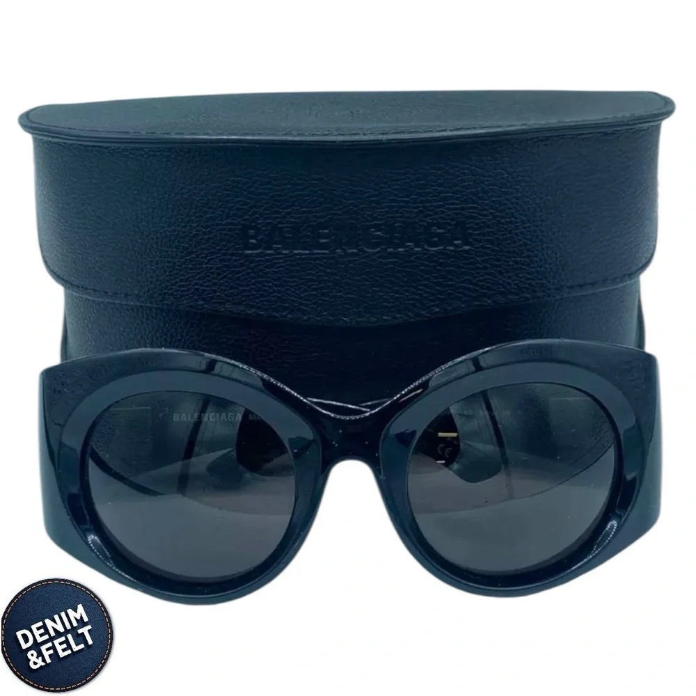 BALENCIAGA‎ BB0189S 001 Unisex Black Bold Round Oversized Sunglasses  🔥🔥🖤🖤